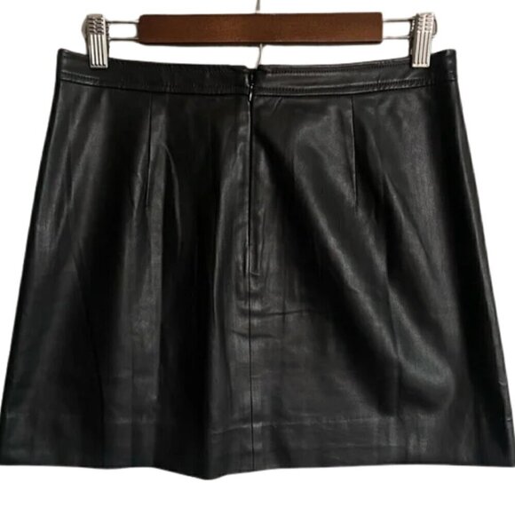 NWOT J Crew Mini Skirt Black Faux Leather Classic Black Size 4 - Picture 5 of 9